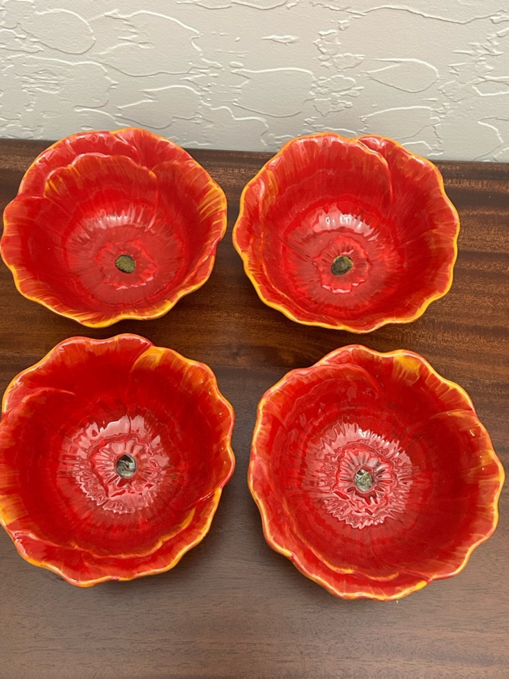 Certifed International Poppy Garden 3-D Ice Cream Bowls Set of 4